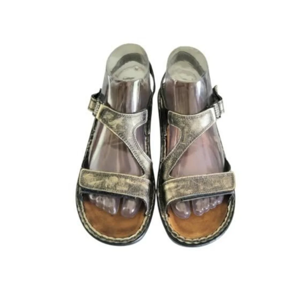 39 NAOT Faso Leather Metallic Metal Slingback Open Toe Sandal Shoe Women 8 8.5